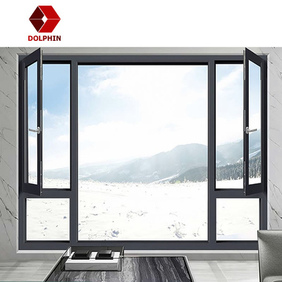 DOLPHIN 6063 aluminum window double glazed brown color insulation casement windows