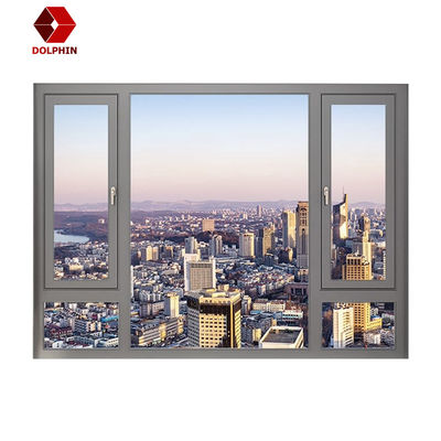 Vertical Double Glazed Aluminum Casement Window Soundproof Heat Insulation Customized