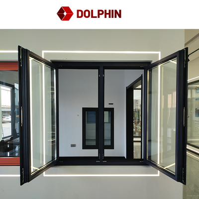 New Design White Aluminum Frame Tempered Glass Window Swing Open Style French Casement Window
