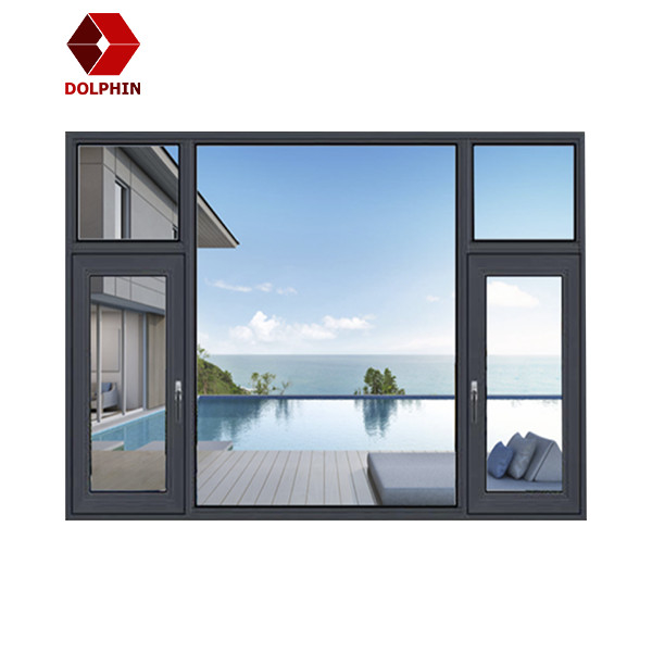 DOLPHIN 6063 aluminum window double glazed brown color insulation casement windows