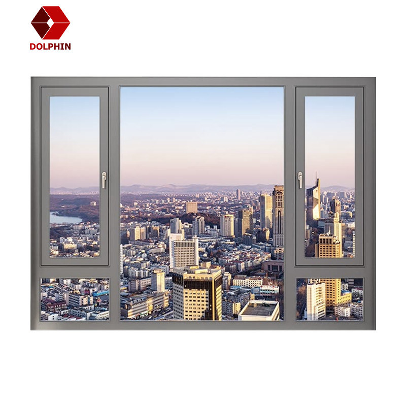 Vertical Double Glazed Aluminum Casement Window Soundproof Heat Insulation Customized